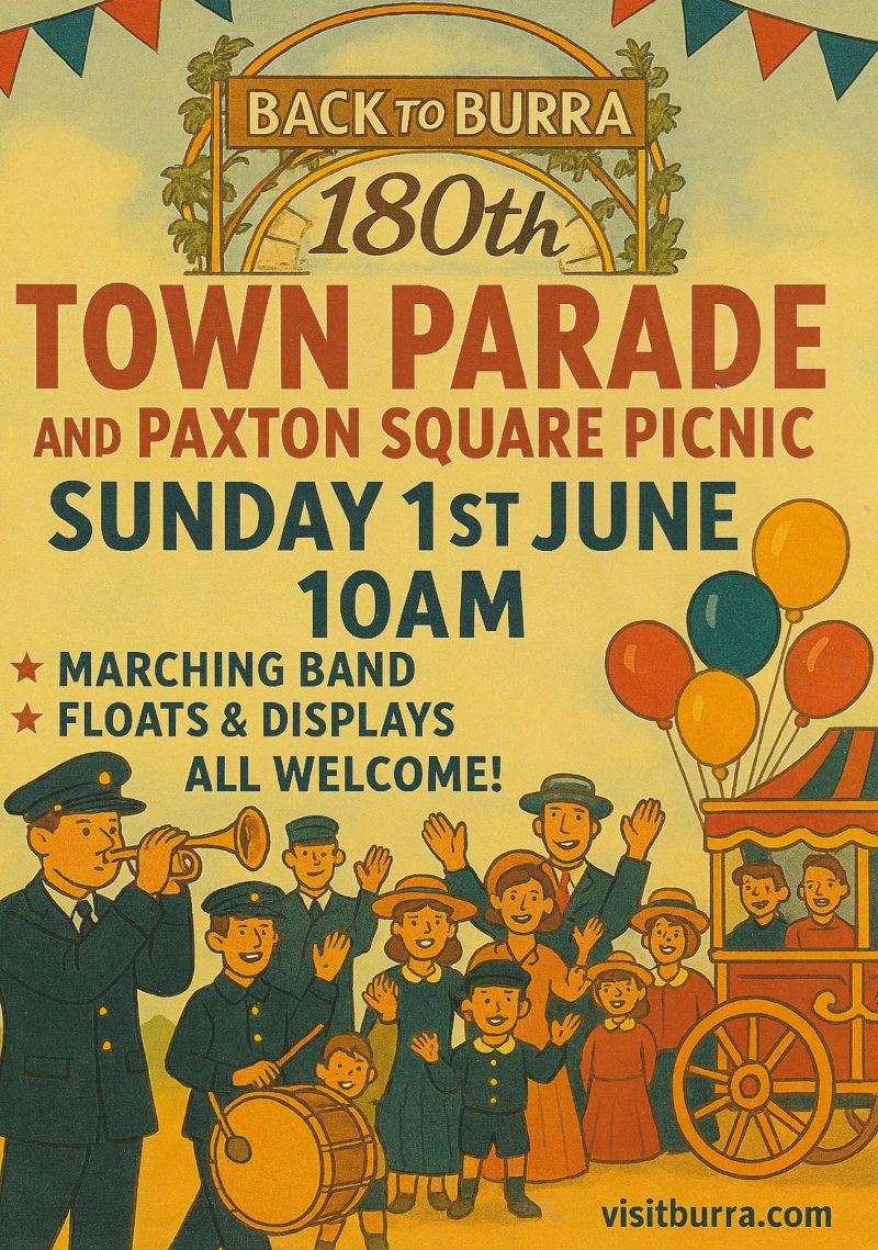 Back to Burra 180th - Town Parade & Picnic 1st June 2025