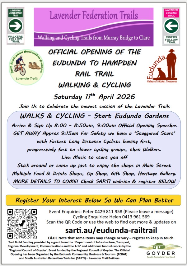 Lavender Trails - Official Opening of Eudunda to Hampden Rail Trail 11th April 2026