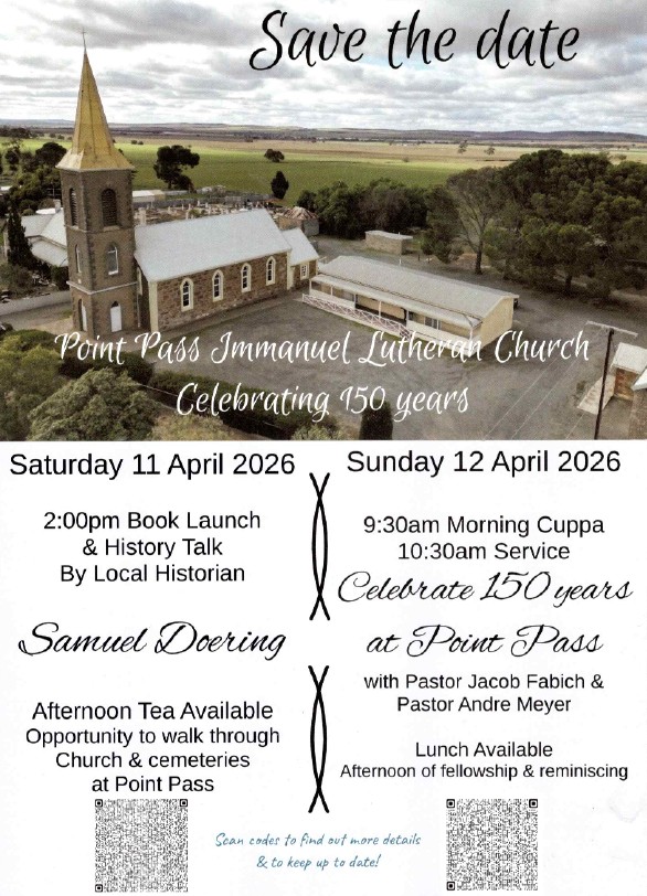 Point Pass Immanuel Lutheran Church 150th - 11th & 12th April 2026